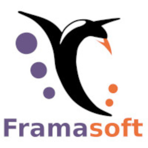 Une pingouin stylisé avec marqué « Framasoft » en-dessous